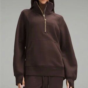 Lululemon Scuba Oversized Funnel-Neck Half Zip Long Espresso Brown Gold